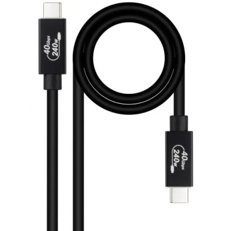 Cable USB 4.0 Nanocable 10.01.5001/ USB Tipo-C Macho - USB Tipo-C Macho/ Hasta 240W/ 40Gbps/ 1m/ Negro Cable USB 4.0 Nanocable 10.01.5001/ USB Tipo-C Macho - USB Tipo-C Macho/ Hasta 240W/ 40Gbps/ 1m/ Negro