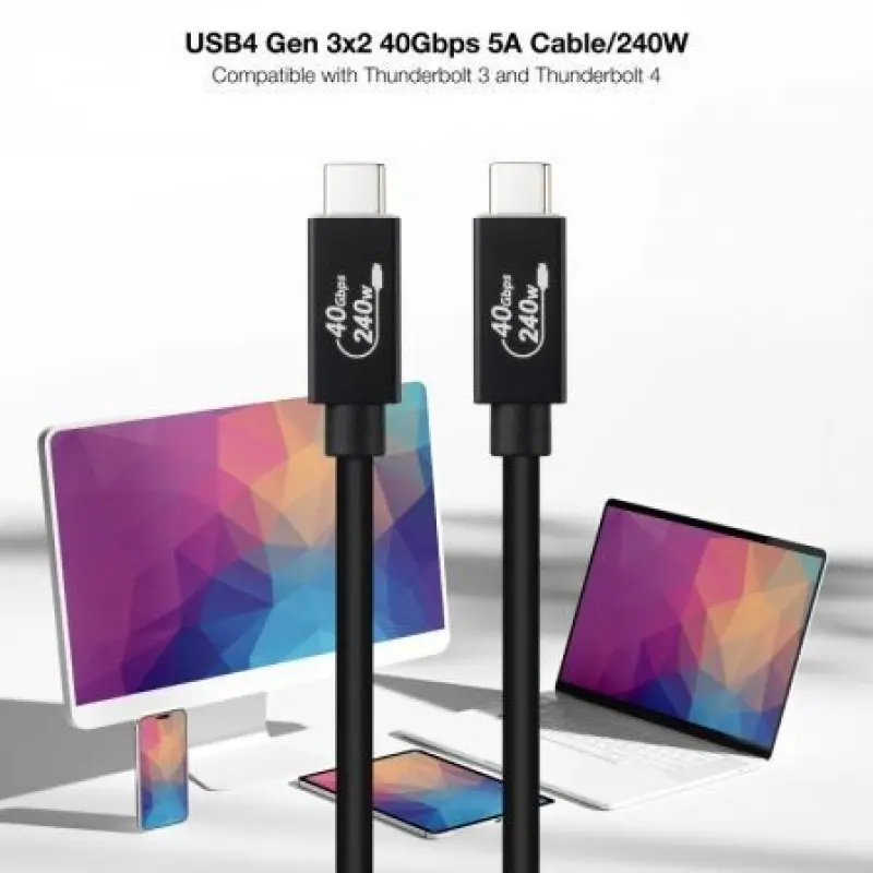 Cable USB 4.0 Nanocable 10.01.5001/ USB Tipo-C Macho - USB Tipo-C Macho/ Hasta 240W/ 40Gbps/ 1m/ Negro Cable USB 4.0 Nanocable 10.01.5001/ USB Tipo-C Macho - USB Tipo-C Macho/ Hasta 240W/ 40Gbps/ 1m/ Negro