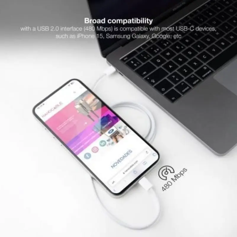 Cable USB 2.0 Tipo-C Nanocable 10.01.6001-CO/ USB Tipo-C Macho - USB Tipo-C Macho/ Hasta 60W/ 480Mbps/ 1m/ Blanco Cable USB 2.0 Tipo-C Nanocable 10.01.6001-CO/ USB Tipo-C Macho - USB Tipo-C Macho/ Hasta 60W/ 480Mbps/ 1m/ Blanco