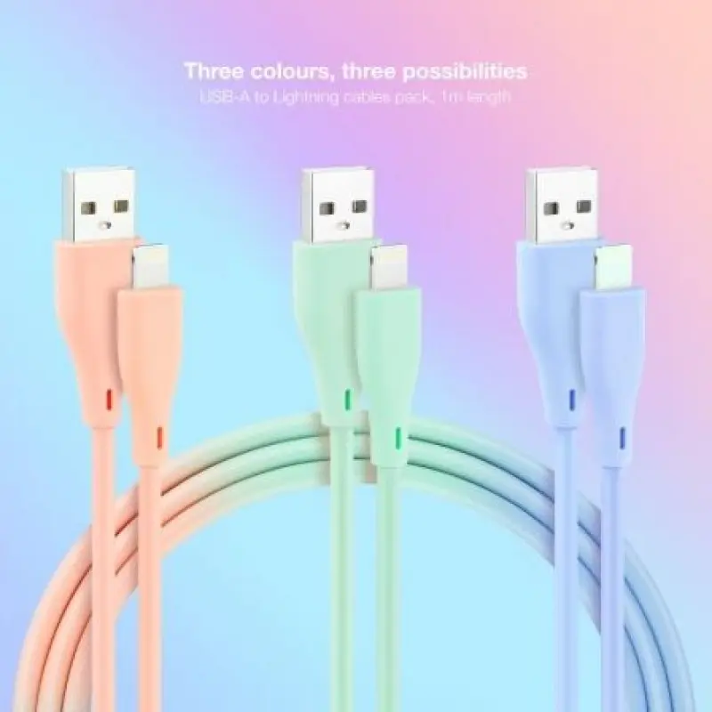 Cables USB 2.0 Lightning Nanocable 10.10.0401-A1/ USB Macho - Lightning Macho/ 1m/ 3 Unidades/ Rosa, Azul y Verde Cables USB 2.0 Lightning Nanocable 10.10.0401-A1/ USB Macho - Lightning Macho/ 1m/ 3 Unidades/ Rosa, Azul y Verde