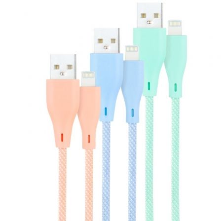 Cables USB 2.0 Lightning Nanocable 10.10.0401-CO1/ USB Macho - Lightning Macho/ 1m/ 3 Unidades/ Rosa, Azul y Verde Cables USB 2.0 Lightning Nanocable 10.10.0401-CO1/ USB Macho - Lightning Macho/ 1m/ 3 Unidades/ Rosa, Azul y Verde