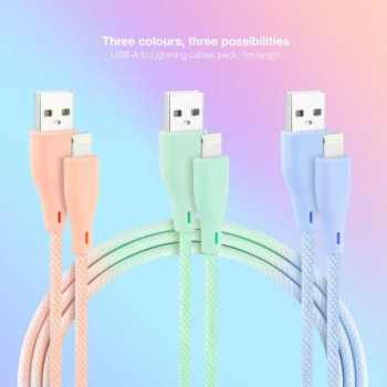 Cables USB 2.0 Lightning Nanocable 10.10.0401-CO1/ USB Macho - Lightning Macho/ 1m/ 3 Unidades/ Rosa, Azul y Verde Cables USB 2.0 Lightning Nanocable 10.10.0401-CO1/ USB Macho - Lightning Macho/ 1m/ 3 Unidades/ Rosa, Azul y Verde