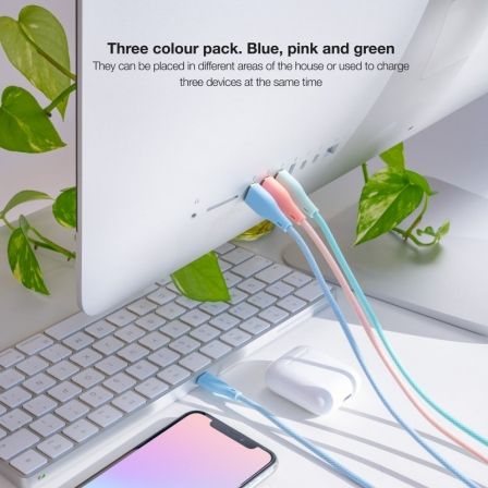 Cables USB 2.0 Lightning Nanocable 10.10.0401-CO1/ USB Macho - Lightning Macho/ 1m/ 3 Unidades/ Rosa, Azul y Verde Cables USB 2.0 Lightning Nanocable 10.10.0401-CO1/ USB Macho - Lightning Macho/ 1m/ 3 Unidades/ Rosa, Azul y Verde