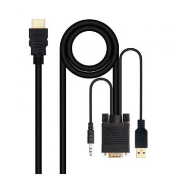 Cable Conversor Nanocable 10.15.4350/ HDMI Macho - VGA Macho - Jack 3.5 Macho - USB Macho/ 1.8m/ Negro Cable Conversor Nanocable 10.15.4350/ HDMI Macho - VGA Macho - Jack 3.5 Macho - USB Macho/ 1.8m/ Negro