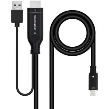 Cable HDMI Nanocable 10.15.4354/ HDMI Macho - USB Macho/ USB Tipo-C Macho/ 1.8m/ Negro Cable HDMI Nanocable 10.15.4354/ HDMI Macho - USB Macho/ USB Tipo-C Macho/ 1.8m/ Negro