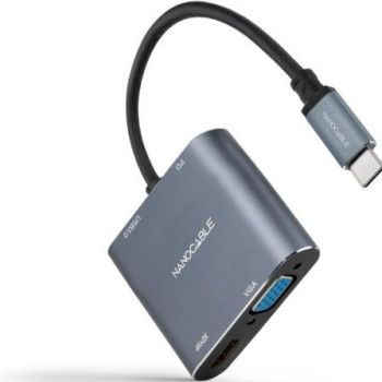 Conversor Nanocable 10.16.4304/ USB Tipo-C Macho/ HDMI 4K Hembra - VGA Hembra - USB Tipo-C PD Hembra - USB Hembra/ 15cm/ Gris Conversor Nanocable 10.16.4304/ USB Tipo-C Macho/ HDMI 4K Hembra - VGA Hembra - USB Tipo-C PD Hembra - USB Hembra/ 15cm/ Gris