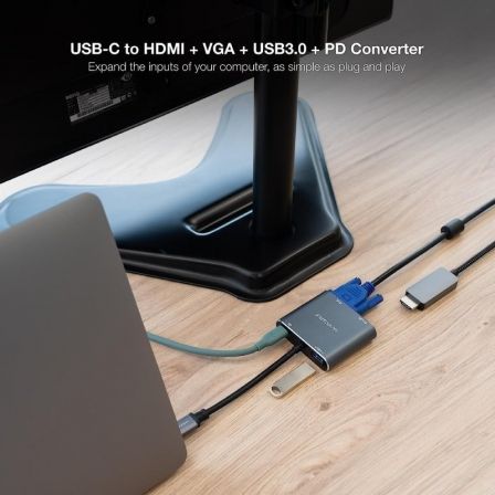 Conversor Nanocable 10.16.4304/ USB Tipo-C Macho/ HDMI 4K Hembra - VGA Hembra - USB Tipo-C PD Hembra - USB Hembra/ 15cm/ Gris Conversor Nanocable 10.16.4304/ USB Tipo-C Macho/ HDMI 4K Hembra - VGA Hembra - USB Tipo-C PD Hembra - USB Hembra/ 15cm/ Gris