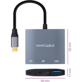 Conversor Nanocable 10.16.4306 USB Tipo-C/ HDMI 4K Hembra - USB Hembra - USB Tipo-C PD/ 15cm/ Gris Conversor Nanocable 10.16.4306 USB Tipo-C/ HDMI 4K Hembra - USB Hembra - USB Tipo-C PD/ 15cm/ Gris