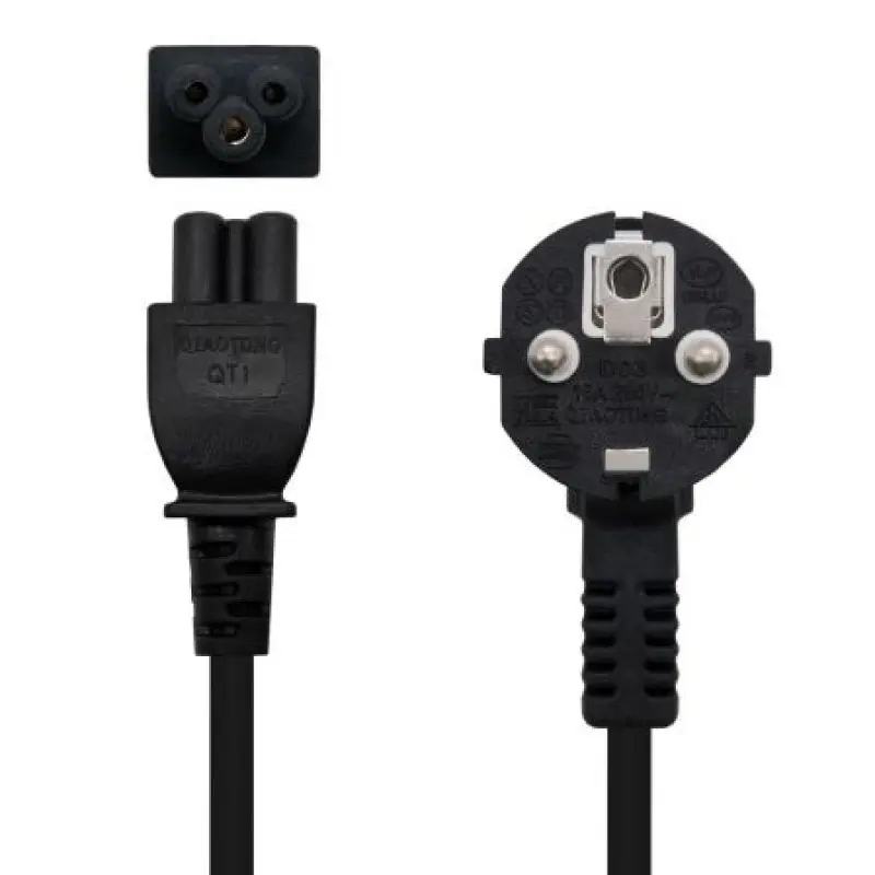 Cable Alimentación Trébol Nanocable 10.22.0302/ Schuko Macho - C5 Hembra/ 1.5m/ Negro Cable Alimentación Trébol Nanocable 10.22.0302/ Schuko Macho - C5 Hembra/ 1.5m/ Negro