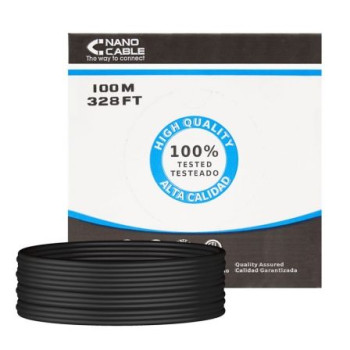 Bobina de Cable RJ45 para Exteriores UTP Nanocable 10.20.0302-EXT-BK Cat.5e/ 100m/ Impermeable/ Negro Bobina de Cable RJ45 para Exteriores UTP Nanocable 10.20.0302-EXT-BK Cat.5e/ 100m/ Impermeable/ Negro