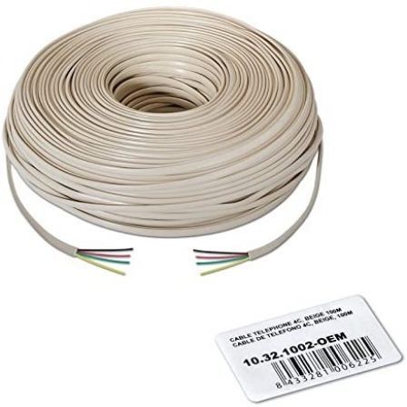 Bobina de Cable de Teléfono 4C Nanocable 10.32.1002-OEM/ 100m/ Beige Bobina de Cable de Teléfono 4C Nanocable 10.32.1002-OEM/ 100m/ Beige