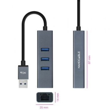 Hub USB 3.0 Nanocable 10.03.0407/ 3xUSB/ 1xRJ45/ Gris Hub USB 3.0 Nanocable 10.03.0407/ 3xUSB/ 1xRJ45/ Gris