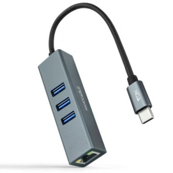 Hub USB Tipo-C Nanocable 10.03.0408/ 3xUSB/ 1xRJ45/ Gris Hub USB Tipo-C Nanocable 10.03.0408/ 3xUSB/ 1xRJ45/ Gris