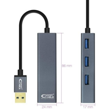 Hub USB 3.0 Nanocable 10.16.4402/ 4xUSB/ Gris Hub USB 3.0 Nanocable 10.16.4402/ 4xUSB/ Gris