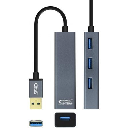 Hub USB 3.0 Nanocable 10.16.4402/ 4xUSB/ Gris Hub USB 3.0 Nanocable 10.16.4402/ 4xUSB/ Gris