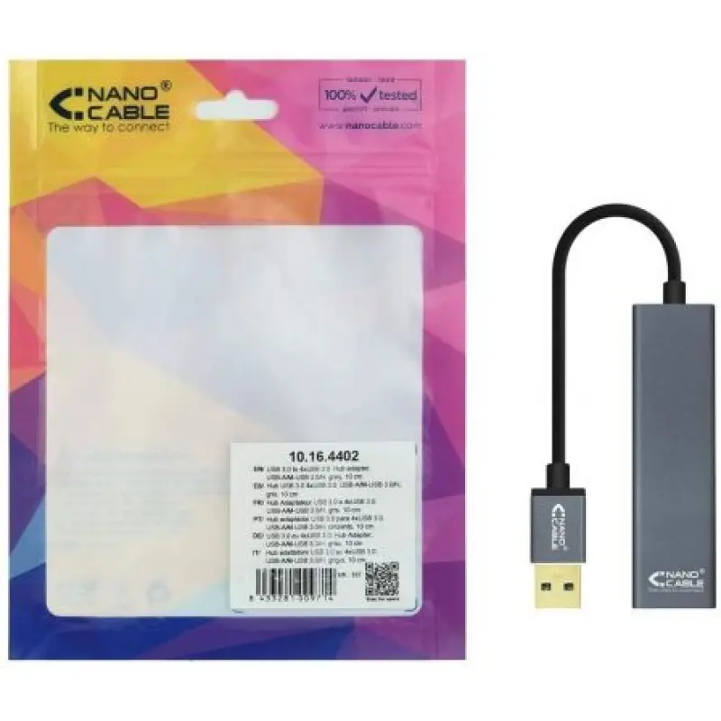 Hub USB 3.0 Nanocable 10.16.4402/ 4xUSB/ Gris Hub USB 3.0 Nanocable 10.16.4402/ 4xUSB/ Gris