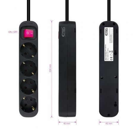 Regleta con Interruptor Nanocable 10.37.0004-BK/ 4 Tomas de Corriente/ Cable 1.4m/ Negro Regleta con Interruptor Nanocable 10.37.0004-BK/ 4 Tomas de Corriente/ Cable 1.4m/ Negro