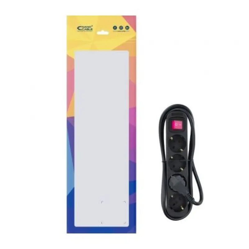 Regleta con Interruptor Nanocable 10.37.0004-BK/ 4 Tomas de Corriente/ Cable 1.4m/ Negro Regleta con Interruptor Nanocable 10.37.0004-BK/ 4 Tomas de Corriente/ Cable 1.4m/ Negro