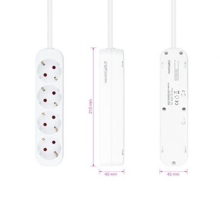 Regleta Nanocable 10.37.0004-NS/ 4 Tomas de Corriente/ Cable 1.4m/ Blanca Regleta Nanocable 10.37.0004-NS/ 4 Tomas de Corriente/ Cable 1.4m/ Blanca