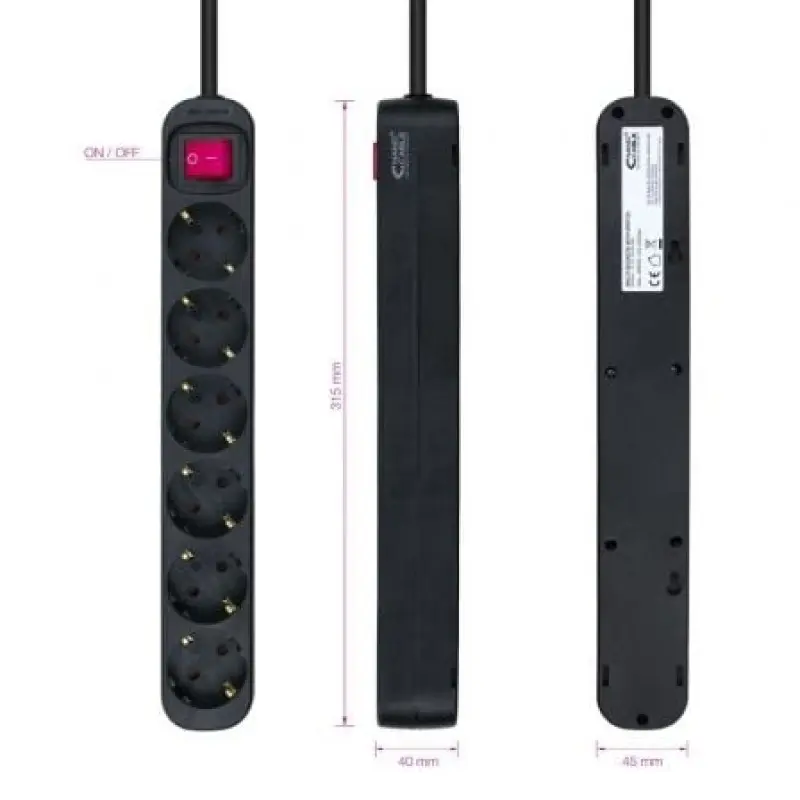 Regleta con Interruptor Nanocable 10.37.0006-BK/ 6 Tomas de Corriente/ Cable 1.4m/ Negro Regleta con Interruptor Nanocable 10.37.0006-BK/ 6 Tomas de Corriente/ Cable 1.4m/ Negro