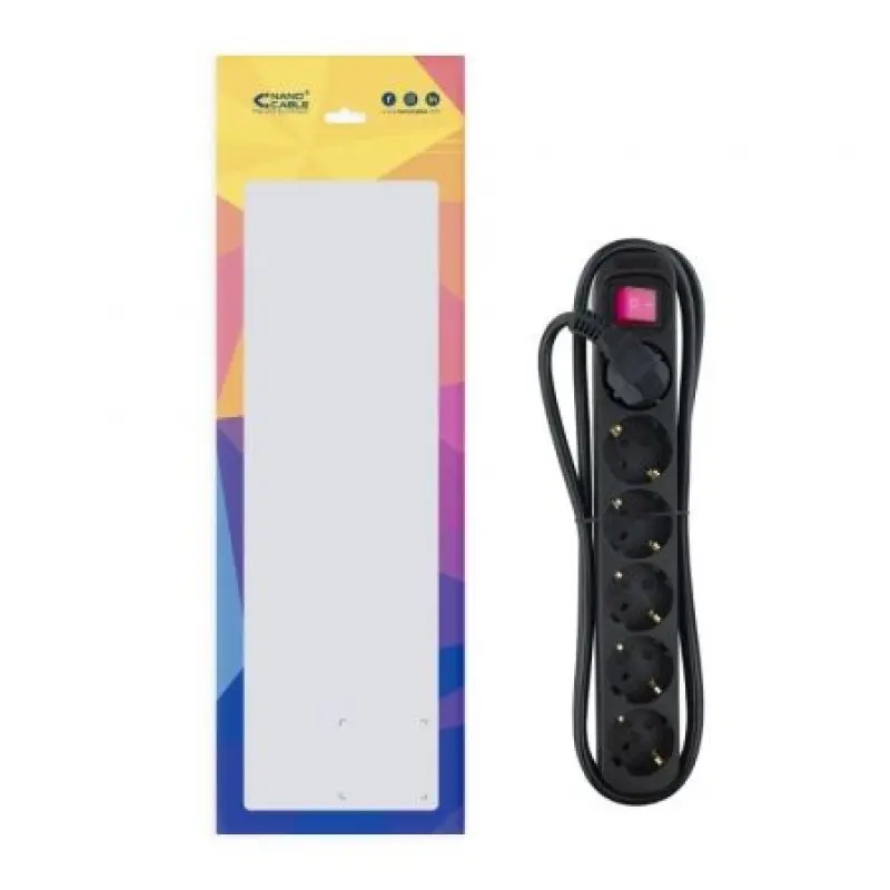 Regleta con Interruptor Nanocable 10.37.0006-BK/ 6 Tomas de Corriente/ Cable 1.4m/ Negro Regleta con Interruptor Nanocable 10.37.0006-BK/ 6 Tomas de Corriente/ Cable 1.4m/ Negro