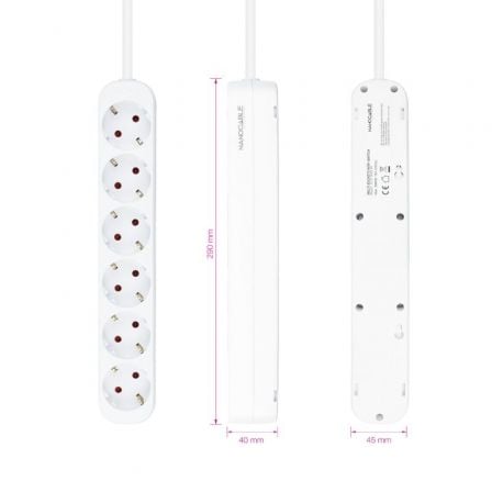 Regleta Nanocable 10.37.0006-NS/ 6 Tomas de Corriente/ Cable 1.4m/ Blanca Regleta Nanocable 10.37.0006-NS/ 6 Tomas de Corriente/ Cable 1.4m/ Blanca