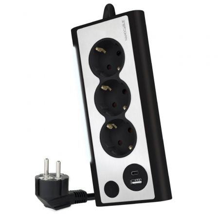 Regleta con Interruptor Nanocable 10.37.0013-BK/ 3 Tomas de Corriente/ 1 USB/ 1 USB Tipo C/ Cable 1.5m/ Negro Regleta con Interruptor Nanocable 10.37.0013-BK/ 3 Tomas de Corriente/ 1 USB/ 1 USB Tipo C/ Cable 1.5m/ Negro
