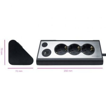Regleta con Interruptor Nanocable 10.37.0013-BK/ 3 Tomas de Corriente/ 1 USB/ 1 USB Tipo C/ Cable 1.5m/ Negro Regleta con Interruptor Nanocable 10.37.0013-BK/ 3 Tomas de Corriente/ 1 USB/ 1 USB Tipo C/ Cable 1.5m/ Negro