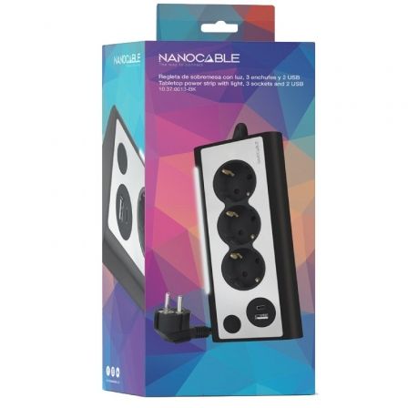 Regleta con Interruptor Nanocable 10.37.0013-BK/ 3 Tomas de Corriente/ 1 USB/ 1 USB Tipo C/ Cable 1.5m/ Negro Regleta con Interruptor Nanocable 10.37.0013-BK/ 3 Tomas de Corriente/ 1 USB/ 1 USB Tipo C/ Cable 1.5m/ Negro