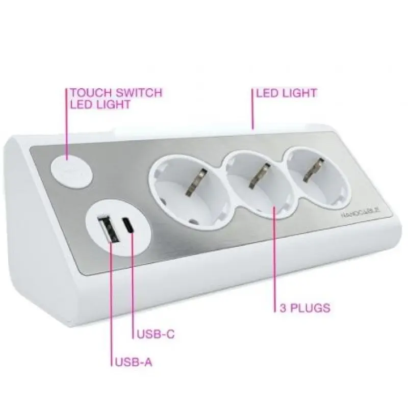 Regleta con Interruptor Nanocable 10.37.0013-W/ 3 Tomas de Corriente/ 1 USB/ 1 USB Tipo-C/ Cable 1.5m/ Blanca Regleta con Interruptor Nanocable 10.37.0013-W/ 3 Tomas de Corriente/ 1 USB/ 1 USB Tipo-C/ Cable 1.5m/ Blanca