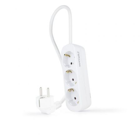 Regleta Nanocable 10.38.0003-NS/ 3 Tomas de Corriente/ Cable 1.4m/ Blanca Regleta Nanocable 10.38.0003-NS/ 3 Tomas de Corriente/ Cable 1.4m/ Blanca
