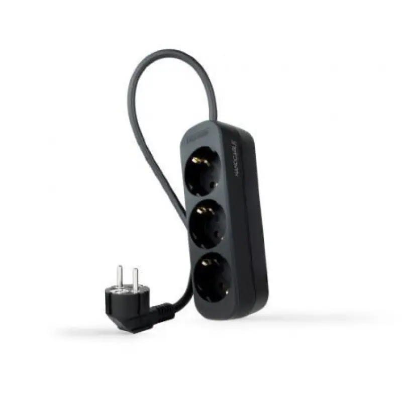 Regleta Nanocable 10.38.0003-NS-BK/ 3 Tomas de Corriente/ Cable 1.4m/ Negra Regleta Nanocable 10.38.0003-NS-BK/ 3 Tomas de Corriente/ Cable 1.4m/ Negra