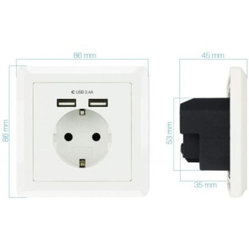 Roseta de Pared Nanocable 10.35.0010/ 1 Schuko/ 2 USB Roseta de Pared Nanocable 10.35.0010/ 1 Schuko/ 2 USB