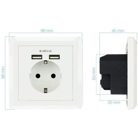 Roseta de Pared Nanocable 10.35.0010/ 1 Schuko/ 2 USB Roseta de Pared Nanocable 10.35.0010/ 1 Schuko/ 2 USB