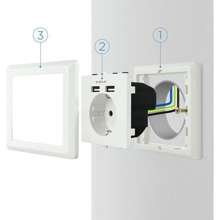 Roseta de Pared Nanocable 10.35.0010/ 1 Schuko/ 2 USB Roseta de Pared Nanocable 10.35.0010/ 1 Schuko/ 2 USB