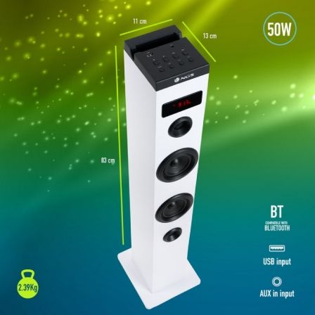 Torre de Sonido con Bluetooth NGS SKY CHARM/ 50W/ 2.0/ Blanca Torre de Sonido con Bluetooth NGS SKY CHARM/ 50W/ 2.0/ Blanca