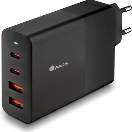 Cargador de Pared NGS Bud/ 2xUSB Tipo-C/ 2xUSB/ 100W Cargador de Pared NGS Bud/ 2xUSB Tipo-C/ 2xUSB/ 100W