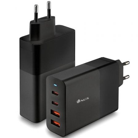 Cargador de Pared NGS Bud/ 2xUSB Tipo-C/ 2xUSB/ 100W Cargador de Pared NGS Bud/ 2xUSB Tipo-C/ 2xUSB/ 100W