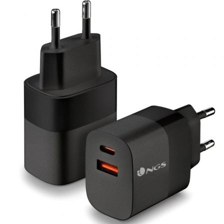 Cargador de Pared NGS Bud/ 1xUSB Tipo-C/ 1xUSB/ 45W Cargador de Pared NGS Bud/ 1xUSB Tipo-C/ 1xUSB/ 45W