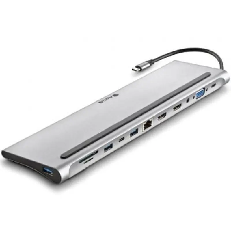 Docking USB Tipo-C NGS WonderDock12/ 3xUSB/ 2xHDMI/ 1xVGA/ 1xRJ45/ 1xLector de Tarjetas/ 1xJack 3.5/ 1xUSB Tipo-C PD/ Gris Docking USB Tipo-C NGS WonderDock12/ 3xUSB/ 2xHDMI/ 1xVGA/ 1xRJ45/ 1xLector de Tarjetas/ 1xJack 3.5/ 1xUSB Tipo-C PD/ Gris