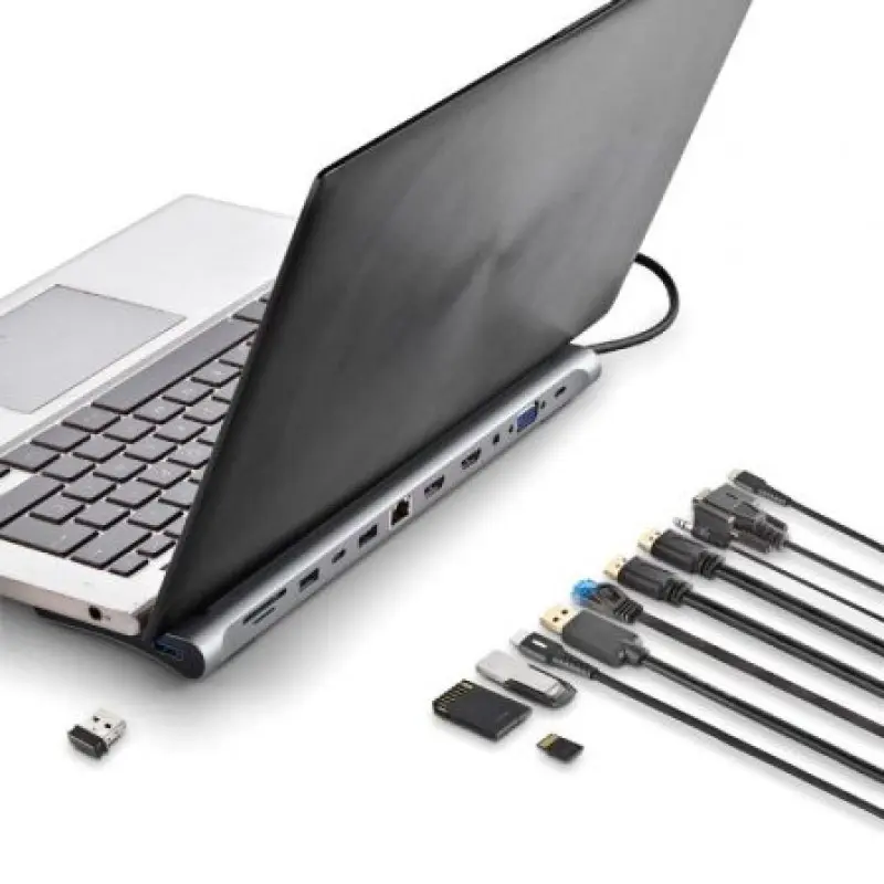 Docking USB Tipo-C NGS WonderDock12/ 3xUSB/ 2xHDMI/ 1xVGA/ 1xRJ45/ 1xLector de Tarjetas/ 1xJack 3.5/ 1xUSB Tipo-C PD/ Gris Docking USB Tipo-C NGS WonderDock12/ 3xUSB/ 2xHDMI/ 1xVGA/ 1xRJ45/ 1xLector de Tarjetas/ 1xJack 3.5/ 1xUSB Tipo-C PD/ Gris