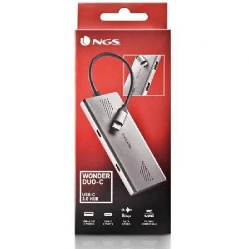 Hub USB Tipo-C NGS WonderDuo-C / 2xUSB/ 2xUSB Tipo-C Hub USB Tipo-C NGS WonderDuo-C / 2xUSB/ 2xUSB Tipo-C