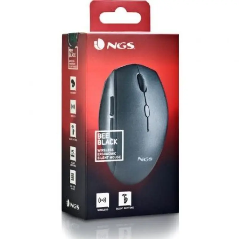 Ratón Inalámbrico NGS Bee Black/ Hasta 1600 DPI Ratón Inalámbrico NGS Bee Black/ Hasta 1600 DPI