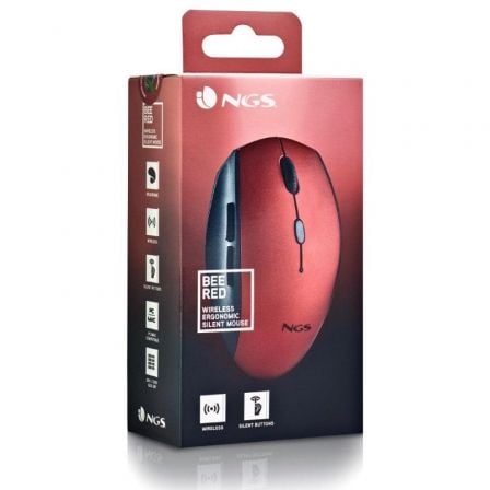 Ratón Inalámbrico NGS Bee Red/ Hasta 1600 DPI/ Rojo Ratón Inalámbrico NGS Bee Red/ Hasta 1600 DPI/ Rojo