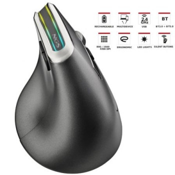 Ratón Ergonómico Inalámbrico por Bluetooth NGS Evo Karma/ Batería recargable/ Hasta 3200 DPI Ratón Ergonómico Inalámbrico por Bluetooth NGS Evo Karma/ Batería recargable/ Hasta 3200 DPI