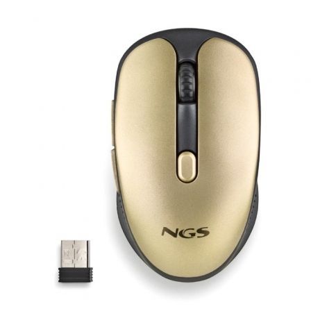 Ratón Inalámbrico NGS Evo Rust/ Batería recargable/ Hasta 1600 DPI/ Dorado Ratón Inalámbrico NGS Evo Rust/ Batería recargable/ Hasta 1600 DPI/ Dorado