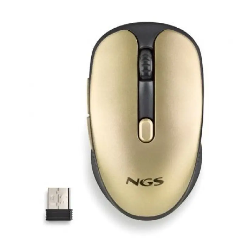 Ratón Inalámbrico NGS Evo Rust/ Batería recargable/ Hasta 1600 DPI/ Dorado Ratón Inalámbrico NGS Evo Rust/ Batería recargable/ Hasta 1600 DPI/ Dorado