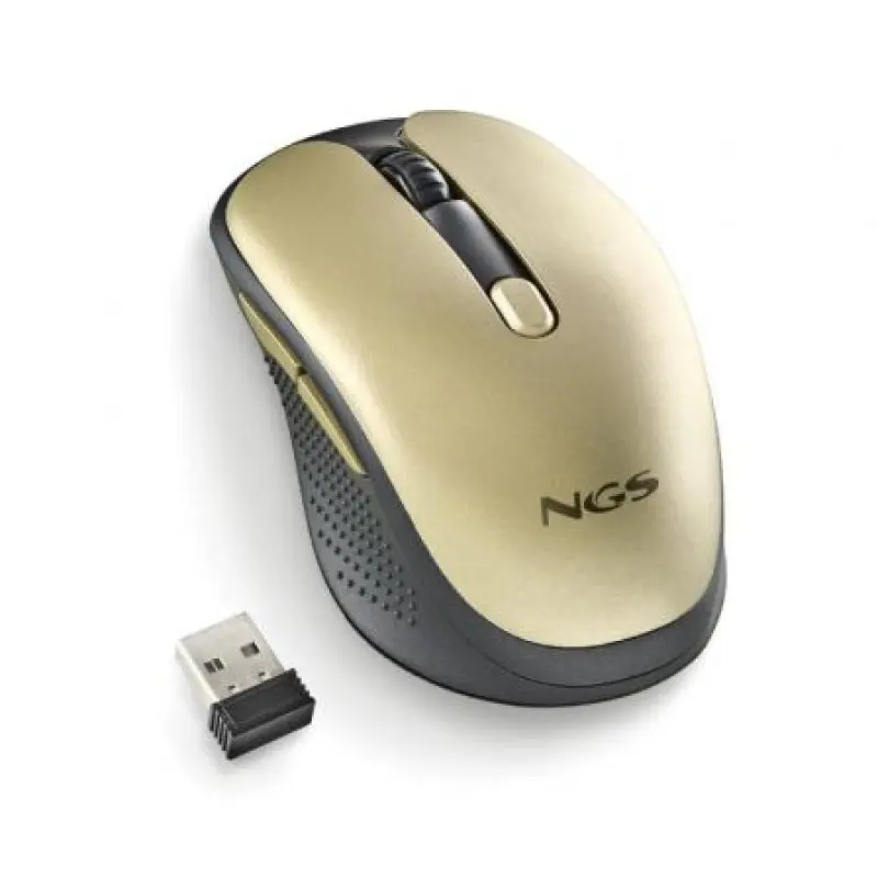 Ratón Inalámbrico NGS Evo Rust/ Batería recargable/ Hasta 1600 DPI/ Dorado Ratón Inalámbrico NGS Evo Rust/ Batería recargable/ Hasta 1600 DPI/ Dorado