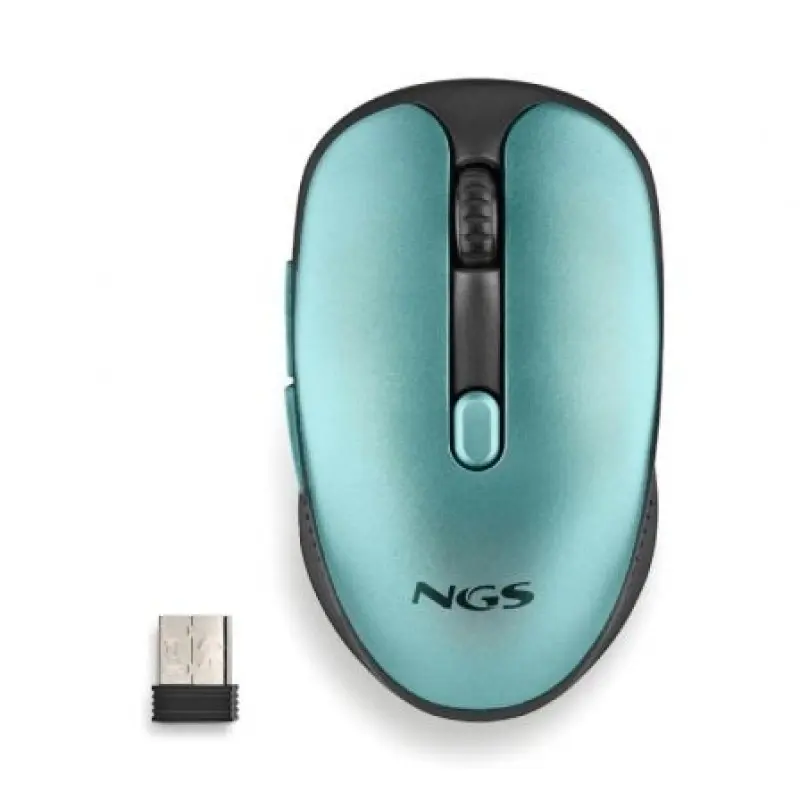 Ratón Inalámbrico NGS Evo Rust/ Batería recargable/ Hasta 1600 DPI/ Verde Agua Ratón Inalámbrico NGS Evo Rust/ Batería recargable/ Hasta 1600 DPI/ Verde Agua