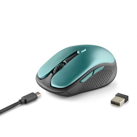 Ratón Inalámbrico NGS Evo Rust/ Batería recargable/ Hasta 1600 DPI/ Verde Agua Ratón Inalámbrico NGS Evo Rust/ Batería recargable/ Hasta 1600 DPI/ Verde Agua